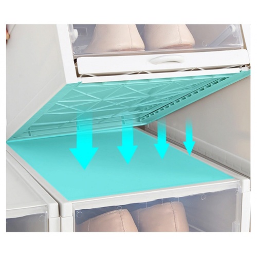 GOME กล่องรองเท้าแบบเลื่อนฝาหน้า DF007-3  บรรจุ 3 กล่อง/ แพ็ค สีเทา 