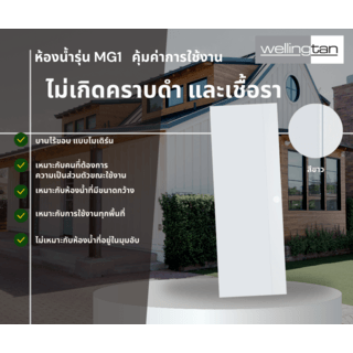 WELLINGTAN ประตูยูพีวีซี เซาะร่อง MG1 70x200 ซม. สีขาว (ไม่เจาะรูลูกบิด) 