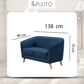 PULITO โซฟาผ้า 2ที่นั่ง DVA BJT005 สีน้ำเงิน