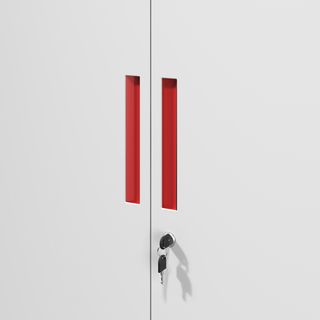 SMITH  ตู้เหล็กเก็บเอกสาร บานทึบรุ่น Artie ขนาด 40x90x185 ซม. สีเทา-แดง