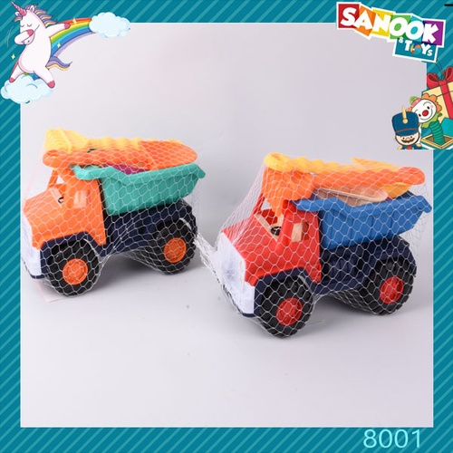 TOYS ของเล่นชุดรถบรรทุกทรายพร้อมอุปกรณ์ 5ชิ้น#8001 ขนาด 33x18x21 ซม.