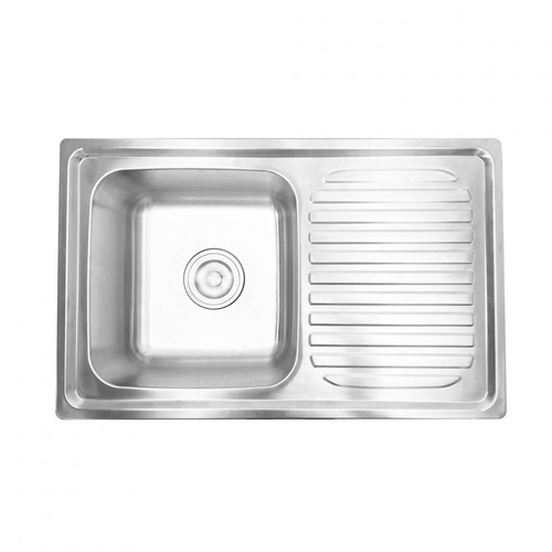 CROWN อ่างล้างจานขอบฝัง 1หลุมมีที่พัก 80x50x21 ซม. ST1-8050