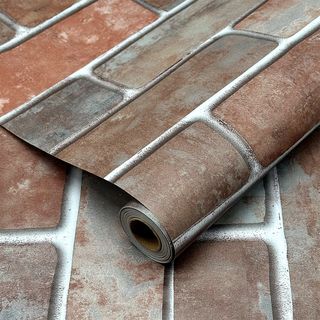 TAPIO วอลเปเปอร์ ลายอิฐ รุ่นBrikka-01 ขนาด 45x1000 ซม. สีแดง