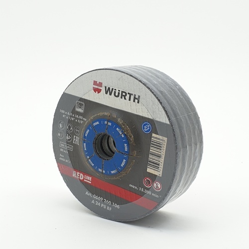 แผ่นเจียรเหล็ก 100 มม. Wurth 4นิ้ว หนา 100x6x16 (Red Line)