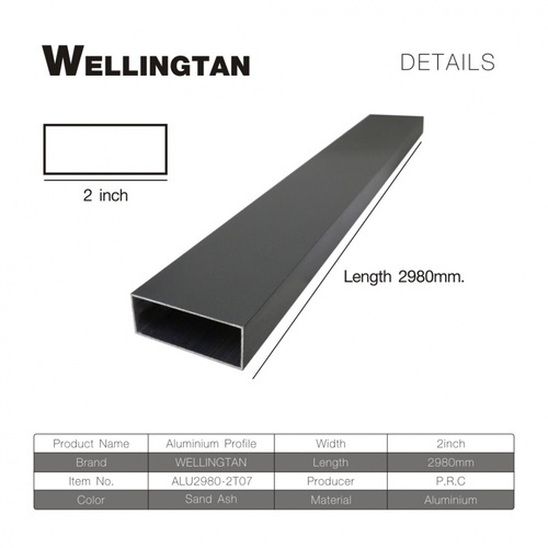 WELLINGTAN อะลูมิเนียมโปรไฟล์ ALU2980-2T07 2”x 298ซม. Sand Ash