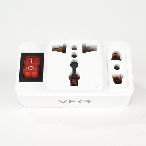 V.E.G. ปลั๊กแปลงไฟ Universal Socket Adapter 2 ช่อง 1 สวิตซ์ รุ่น SH-8A