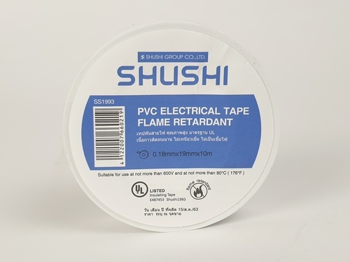 SHUSHI เทปพันสายไฟทั่วไป ¾” 0.18mm ยาว 10m รุ่น SS1993-102 white