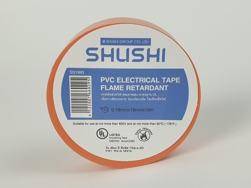 SHUSHI เทปพันสายไฟทั่วไป 3/4” 0.18mm ยาว 10m  รุ่น SS1993-110 orange