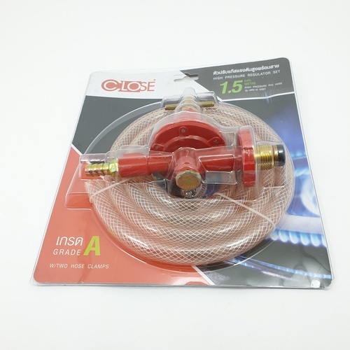 CLOSE หัวปรับแก๊สแรงดันสูงพร้อมสาย 1.5 เมตร HPR-15 H/SET สีแดง