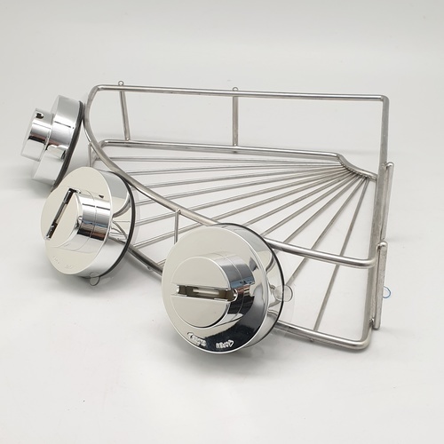 ชั้นวางของเข้ามุมสเตนเลส แบบดูดติดผนัง รุ่น ZXYC005 ขนาด 22 x 22 x 5 cm.