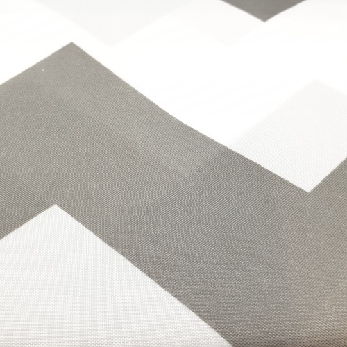 Primo ม่านห้องน้ำโพลีเอสเตอร์ ลายกราฟฟิกคาดฟ้า รุ่น DDF001-BU ขนาด 180x180 ซม. สีเทา