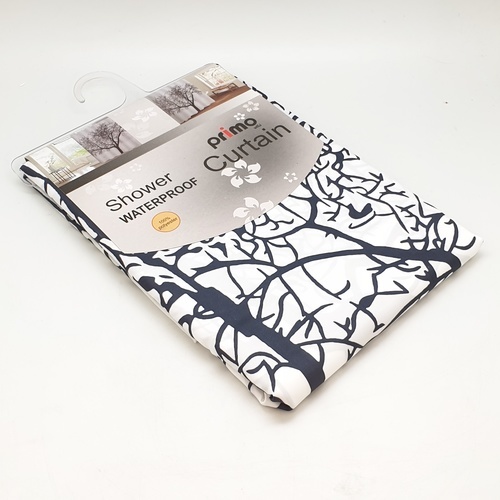 Primo ม่านห้องน้ำโพลีเอสเตอร์ ลายต้นไม้ รุ่น DDF005 ขนาด 180x180 ซม. สีดำ