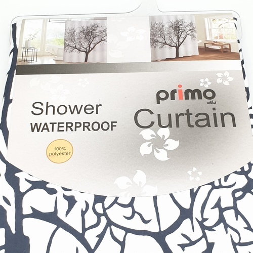 Primo ม่านห้องน้ำโพลีเอสเตอร์ ลายต้นไม้ รุ่น DDF005 ขนาด 180x180 ซม. สีดำ