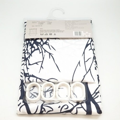Primo ม่านห้องน้ำโพลีเอสเตอร์ ลายต้นไม้ รุ่น DDF005 ขนาด 180x180 ซม. สีดำ