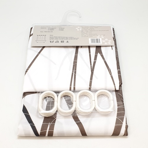 Primo ม่านห้องน้ำโพลีเอสเตอร์ ลายต้นไม้ รุ่น DDF006 ขนาด 180x180 ซม. สีน้ำตาล