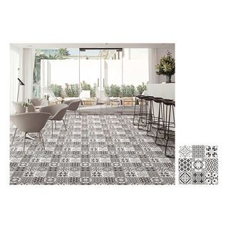 Marbella กระเบื้องเซรามิคปูพื้น 16x16 นิ้ว รุ่น โมริก แบล็กเกรย์ MK80 Satin Flat (12P)