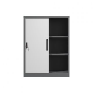 SMITH  ตู้เก็บเอกสารแบบทึบบานเลื่อน  รุ่น Arlo ขนาด 40x90x120ซม. สีขาว-เทา