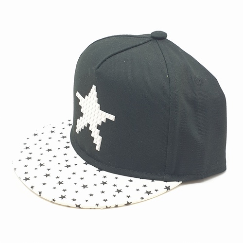 USUPSO หมวกปีกแบนเด็กลายดาว - สีดำ