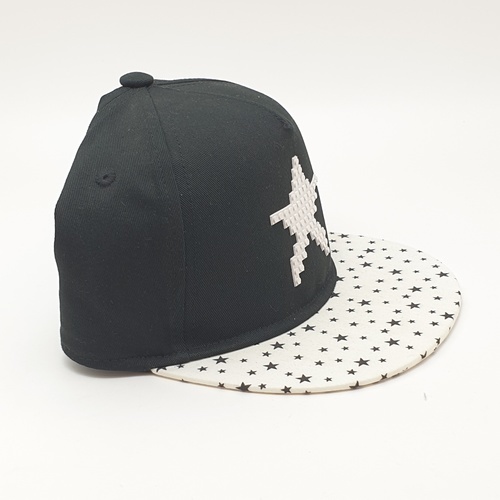 USUPSO หมวกปีกแบนเด็กลายดาว - สีดำ