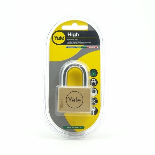 YALE กุญแจคล้องทองเหลือง ขนาด 45 มม.ห่วงสั้น รุ่น Y117D/45/127/1 สีทองเหลือง
