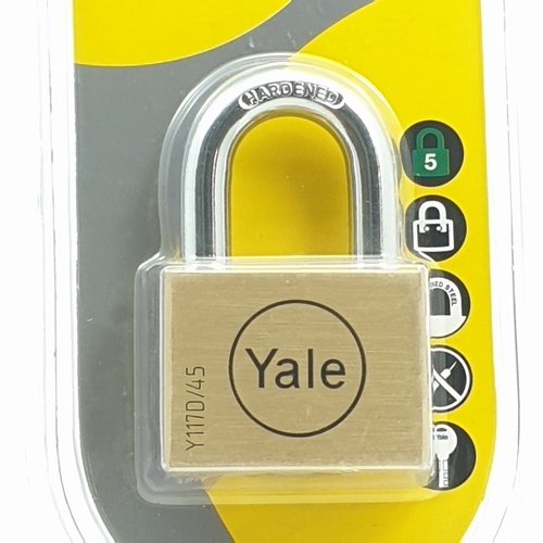 YALE กุญแจคล้องทองเหลือง ขนาด 45 มม.ห่วงสั้น รุ่น Y117D/45/127/1 สีทองเหลือง