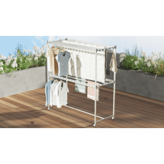 SAKU ราวตากผ้าอลูมิเนียมมีล้อเลื่อน รุ่น JS1238A ขนาด 60x150x160 ซม. สีเงิน