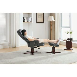 PULITO เก้าอี้พักผ่อนพร้อมที่วางขา รุ่น BAYLOR ขนาด 73x79-108x105.5 ซม. ที่วางขา  ขนาด 47x41x41 ซม  สีเทาเข้ม