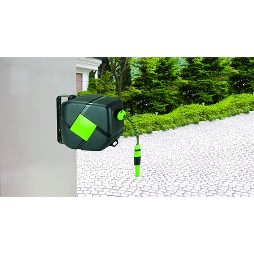 Tree O ชุดเก็บสายยางอัตโนมัติ รุ่นDY6680W10 พร้อมสายยาง5/16 10เมตร สีเขียวดำ