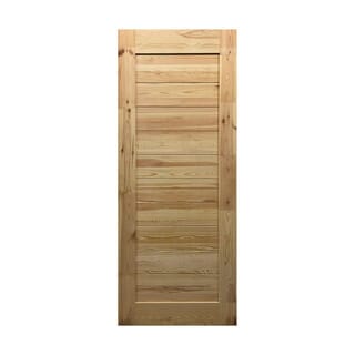 GREATWOOD ประตูไม้สนบานทึบเซาะร่อง รุ่น BJ 80x200 ซม. สีไม้ธรรมชาติ