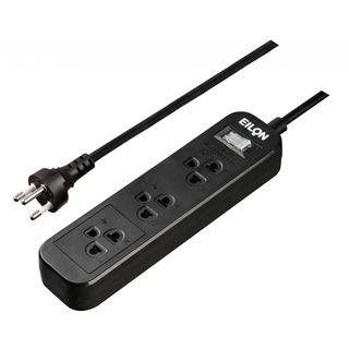 EILON รางปลั๊กไฟ รุ่น MSC33THNB-GHE 3 ช่อง 1 สวิตซ์ 10A 2200W 3เมตร สีดำ