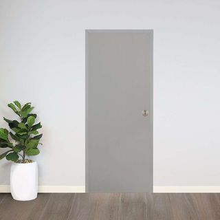 WELLINGTAN ประตูพีวีซีพร้อมวงกบบานทึบ รุ่น W1 70x180 ซม. สีเทา (เจาะลูกบิด)