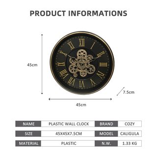 COZY นาฬิกาแขวนผนัง  รุ่น CALIGULA  ขนาด 45x45x7.5 ซม.  สีดำ