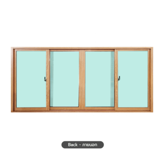 WELLINGTAN หน้าต่างอลูมิเนียมบานเลื่อน N-AWG2411-4P 240x110CM สีไม้ พร้อมมุ้ง
