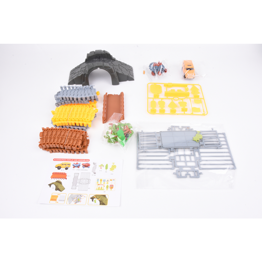 TOYS ชุดของเล่นรถรางไดโนเสาร์ผจญภัย(145ชิ้น)#P860 ขนาด28.5x25.5x9.5ซม.คละสี