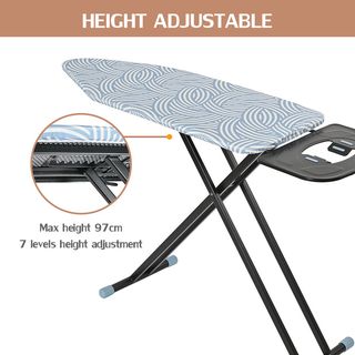 SAKU โต๊ะรีดผ้าแบบยืนรีด 7 ระดับ JUMBO รุ่น PRY1748HTZ1-30x20-35 ขนาด 43x122x97ซม. สีฟ้า 
