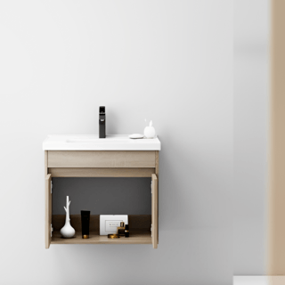 Verno เคาน์เตอร์อ่างล้างหน้าแบบแขวน รุ่น บัตเตอร์-วู้ด S425-WD24 ขนาด 61x48x51  ซม. สีน้ำตาลอ่อน