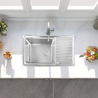 CLOSE อ่างล้างจาน 1 หลุมมีที่พัก SUS304  ขนาด 80X50X19 ซม. SPACE