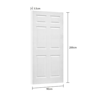 HOLZTUR ประตู HDF บานทึบ 6ฟัก  HDF-006  90x200ซม. สีขาวลายไม้