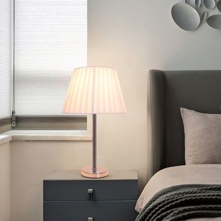 EILON โคมไฟตั้งโต๊ะ ขั้ว E27 ขนาด 25x25x 48cm รุ่น Y001 สีขาว-โครเมียม