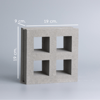 วีบล็อค อิฐบล็อกช่องลมลาย ลายสี่เหลี่ยมสี่ช่อง ขนาด 19x19x9ซม.
