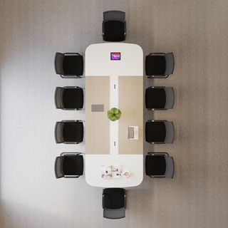 (1/4)SMITH โต๊ะประชุม รุ่น Monic-03 ขนาด 140x350x75 ซม. สีขาว