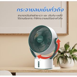 BENKA พัดลมตั้งโต๊ะชาร์จไฟแบบพกพา ขนาด 9 นิ้ว รุ่น KN-L2829 สีเขียว