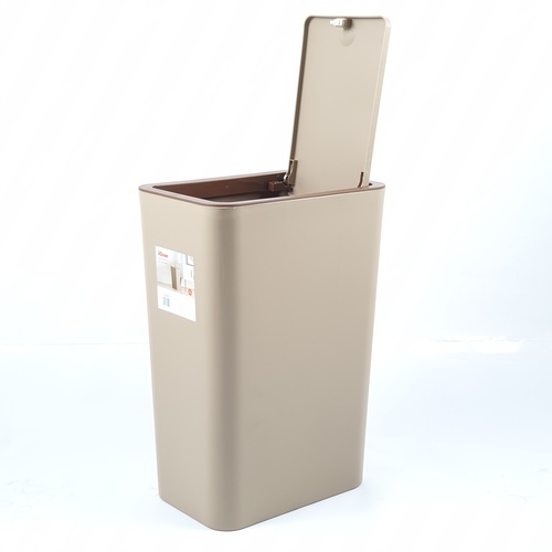 ถังขยะทรงเหลี่ยมฝากด รุ่น ZXHL004-CF ขนาด 12L สีกาแฟ