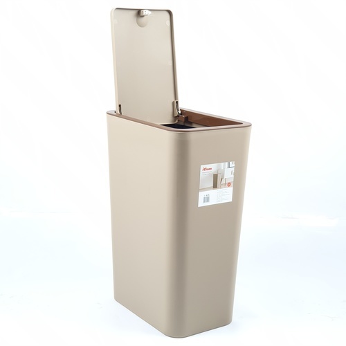 ถังขยะทรงเหลี่ยมฝากด รุ่น ZXHL004-CF ขนาด 12L สีกาแฟ