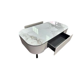 DELICATO โต๊ะกลางหน้าท็อปหินอ่อน รุ่น ZENO ขนาด 130x70x40 ซม. สีเทามิสต์เกรย์