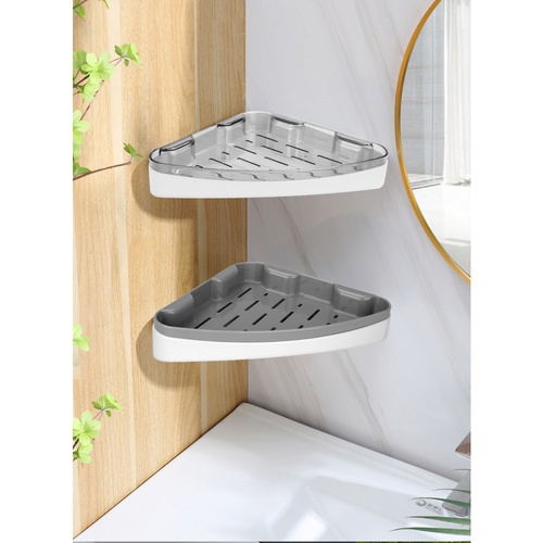 Primo ชั้นวางของพลาสติกเข้ามุม 24x24cm. รุ่น DLQG003-CG สีเทาใส