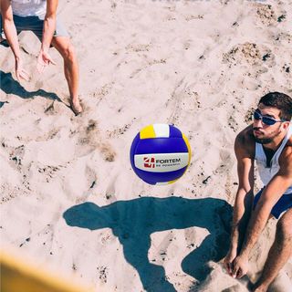 FORTEM ลูกวอลเลย์บอล PVC เบอร์ 5 รุ่น VBG01 ขนาด Φ21 ซม. สีน้ำเงิน-เหลือง  แถมเข็มก๊าซ