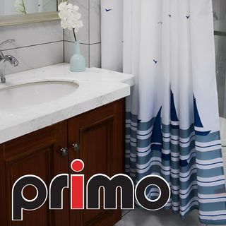 Primo ม่านห้องน้ำโพลีเอสเตอร์ ลายเรือใบ รุ่น DDF004 ขนาด 180x180 ซม. สีน้ำเงิน