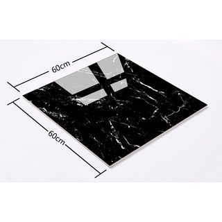 Marbella กระเบื้องพอร์ซเลนปูพื้น 60x60 ซม. รุ่น คาราร่า แบล็ค คลาสสิก BL690 ผิวเงา random (4P) 