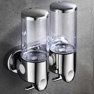 Primo ที่กดสบู่เหลว 2 ช่อง ความจุ  500x2 มล. รุ่น SD05 ขนาด 10x21.5x24ซม. สีเงิน